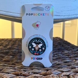 PopSocket PopGrip Black with Floral Bee Design